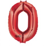 Balónek foliový narozeniny číslo 0 červené 86cm  