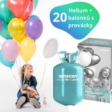 Helium sada + balónky 20 ks mix barev