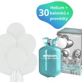 Helium sada + balónky 30 ks bílé