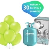 Helium sada + balónky 30 ks světle zelené