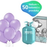 Helium sada + balónky 50 ks světle fialová
