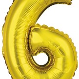 Balónek foliový narozeniny číslo 6 zlatý 35 cm 