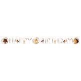 Girlanda Happy Birthday koně - narozeninový nápis papírový 140 cm x15 cm