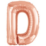 Písmeno D růžovo-zlaté foliový balónek 86 cm