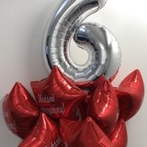 Balónek fóliový narozeniny číslo 6 stříbrný 66 cm