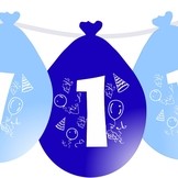 Balonky narozeniny číslo 1, visící 5ks modré
