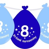 Narozeninové balónky modrý s potiskem 8 visící - 5 ks