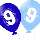 Balonky narozeniny 5ks s číslem 9 pro kluky