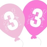 Balonky narozeniny 5ks s číslem 3 pro holky
