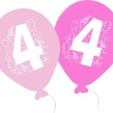 Balonky narozeniny 5ks s číslem 4 pro holky