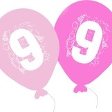 Balonky narozeniny 5ks s číslem 9 pro holky