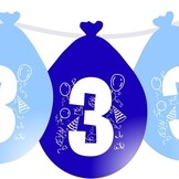 Balonky narozeniny číslo 3, visící 5ks modré