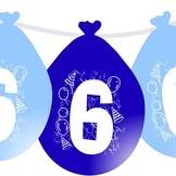 Balonky narozeniny číslo 6, visící 5ks modré