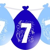 Balonky narozeniny číslo 7, visící 5ks modré