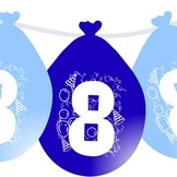 Balonky narozeniny číslo 8, visící 5ks modré