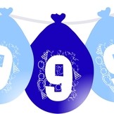 Balonky narozeniny číslo 9, visící 5ks modré