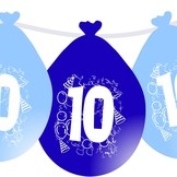 Balonky narozeniny číslo 10, visící 5ks modré