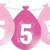 Balonky narozeniny číslo 5, visící 5ks růžové