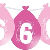 Balonky narozeniny číslo 6, visící 5ks růžové