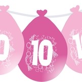 Balonky narozeniny číslo 10, visící 5ks růžové