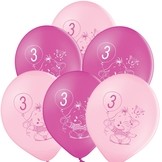 Balónky 3.narozeniny růžový slon 6 ks