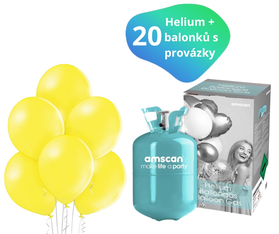 Helium sada + balónky 20 ks žluté