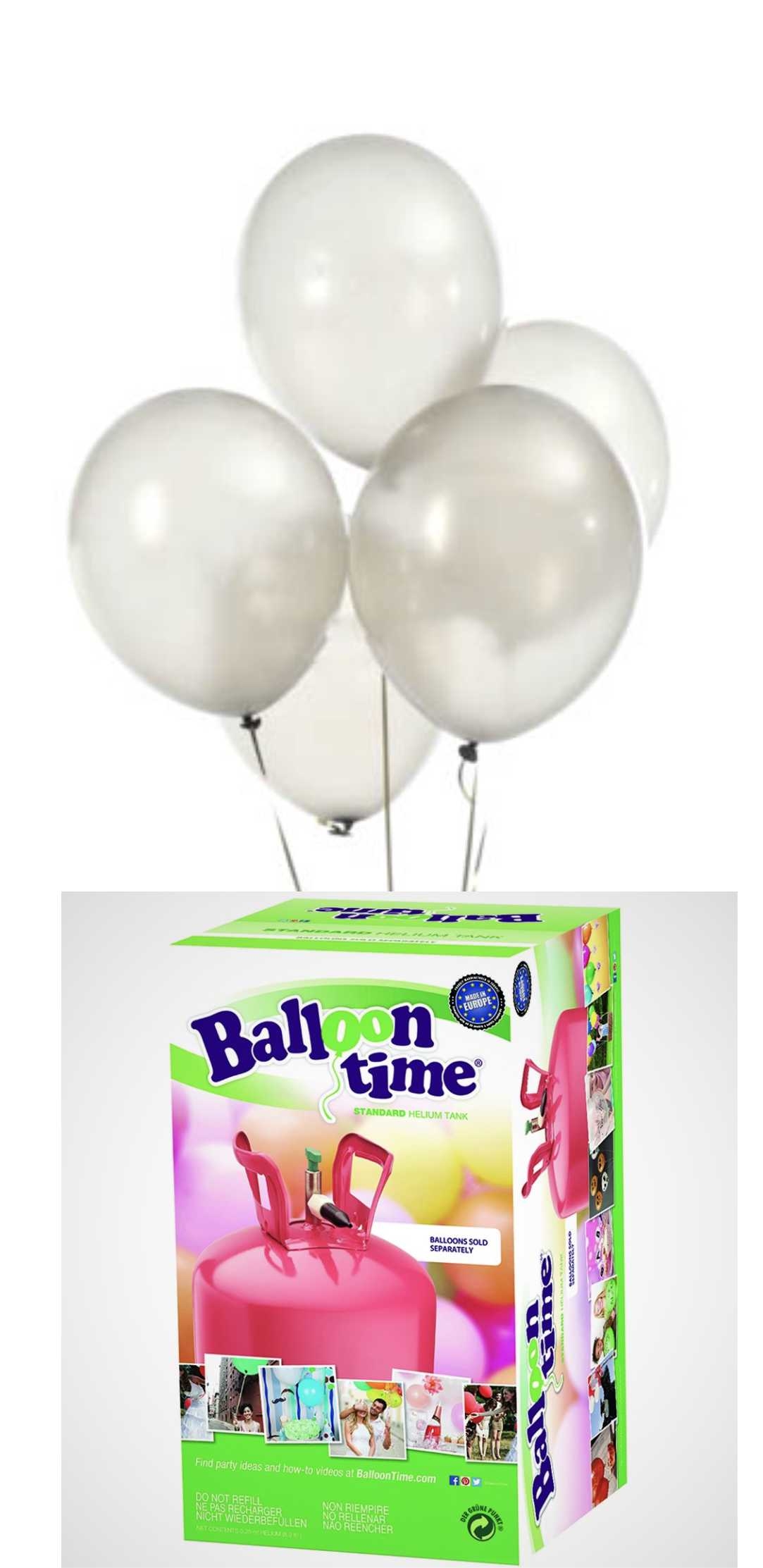 Helium Balloon time + balónky bílé 30ks