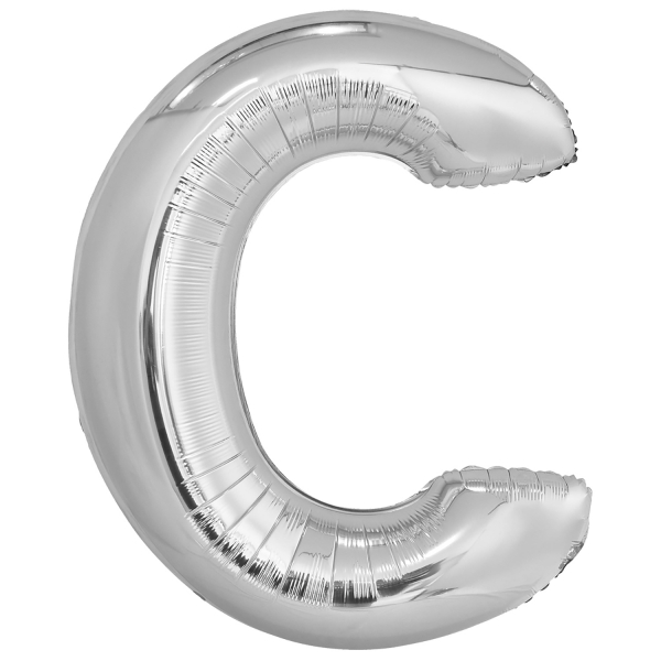 Písmeno C stříbrný foliový balónek 86 cm