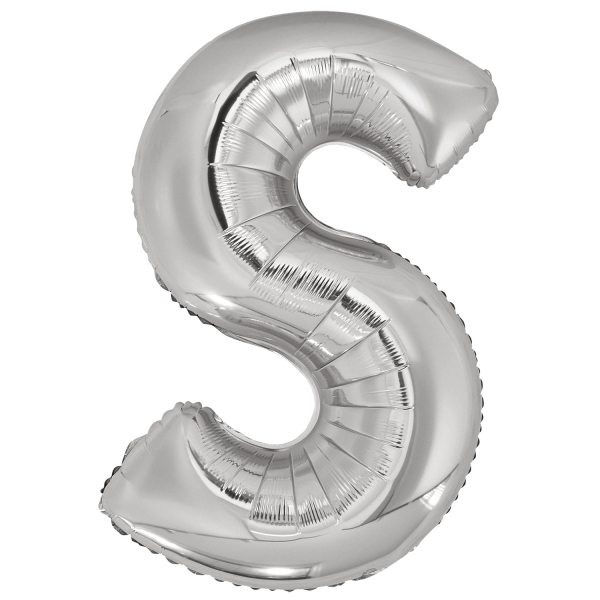 Písmeno S stříbrné foliový balónek 86 cm