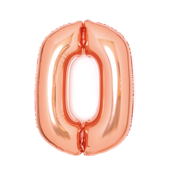 Balónek fóliový narozeniny číslo 0 růžovo-zlaté 66 cm