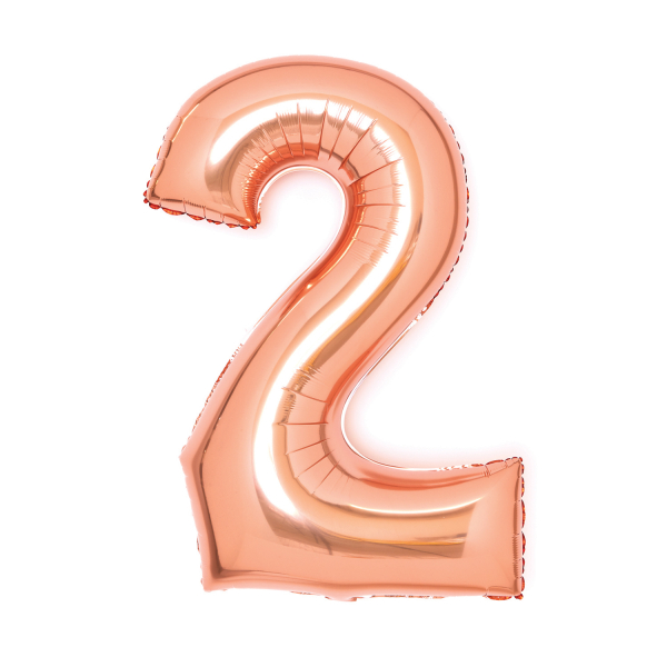 Balónek fóliový narozeniny číslo 2 růžovo-zlaté 66 cm