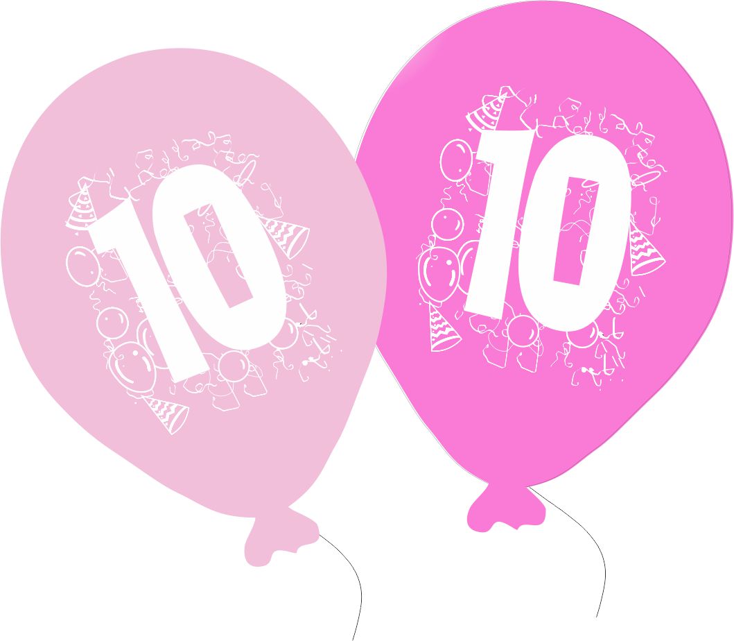 Balonky narozeniny 5ks s číslem 10 pro holky