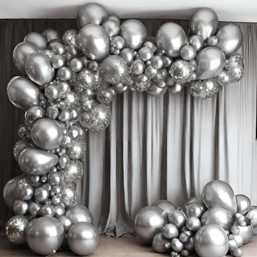 Balónky chromové stříbrné girlanda 3 m