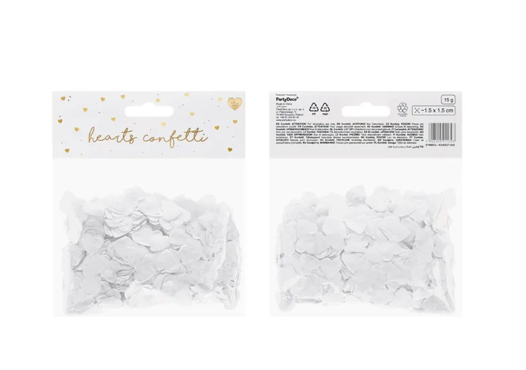 Konfety srdíčka bílé papírové 15 g