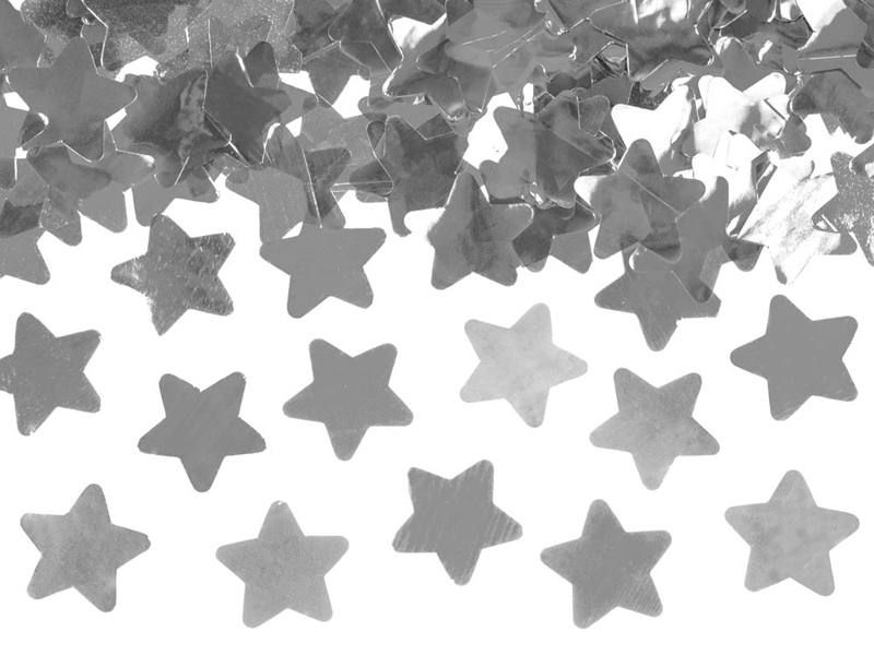 Vystřelovací konfety hvězdy stříbrné 40cm