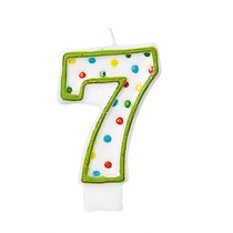 Svíčka na dort číslo 7 s puntíky