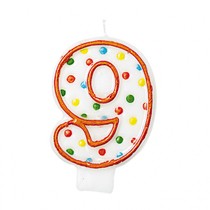 Svíčka na dort číslo 9 s puntíky