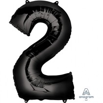 Balónek foliový narozeniny číslo 2 černý 86cm