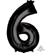 Balónek foliový narozeniny číslo 6 černý 86 cm