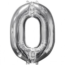 Balónek fóliový narozeniny číslo 0 stříbrný 66cm