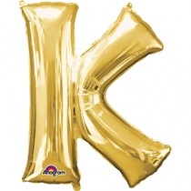 Písmena K zlaté foliové balónky 83 cm x 66 cm