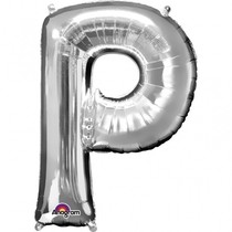 Písmena P stříbrné foliové balónky 81 cm x 60 cm