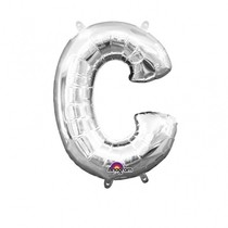 Písmena C stříbrné foliové balónky 33 cm x 22 cm