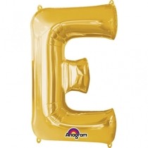 Písmena E zlaté foliové balónky 33 cm x 20 cm