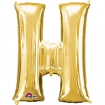 Písmena H zlaté foliové balónky 2cm x 33cm