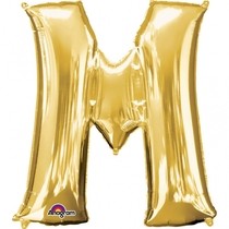 Písmena M zlaté foliové balónky 33 cm x 27 cm