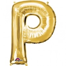 Písmena P zlaté foliové balónky 33 cm x 22 cm