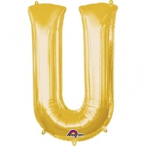 Písmena U zlaté foliové balónky 33 cm x 20 cm