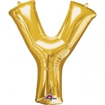 Písmena Y zlaté foliové balónky 35 cm x 27 cm