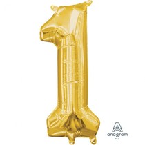 Balónek foliový narozeniny číslo 1 zlatý 35cm x 15cm